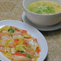 そのままが美味しい、、雨の日晩ご飯、シンプル塩ラーメンに白菜とハムのとろみ炒め。