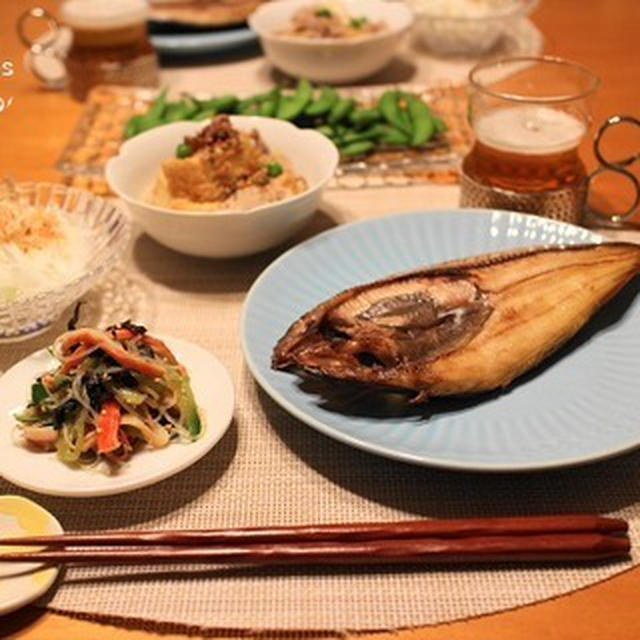 『干物ほっけ』とストウブで『厚揚げ炊いたん』の献立。