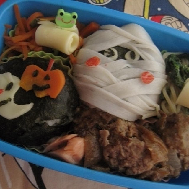 ハロウィンミイラ弁当（キャラ弁）（幼稚園）