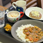 5.9☆【お家 夜ごはん】ハンバーグカレー❣️ﾃﾞｽ。