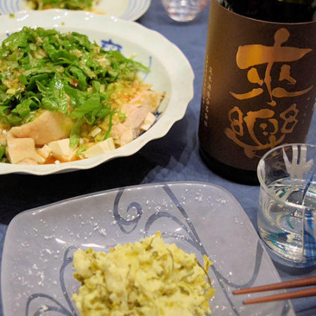 人が集まる日の献立・里芋サラダ、エスニックたれの温かいチキンと豆腐、アサリとレタスのサッと煮