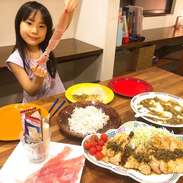晩御飯はねぎたっぷり中華です〜！！