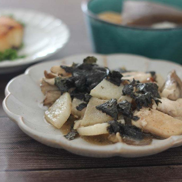 鶏むね肉と長いもと舞茸のごまだれ炒めとまごわやさしいダイエットごはん献立