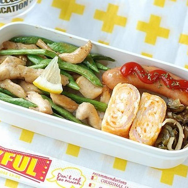 ◆鶏とインゲンの甘辛炒め弁当