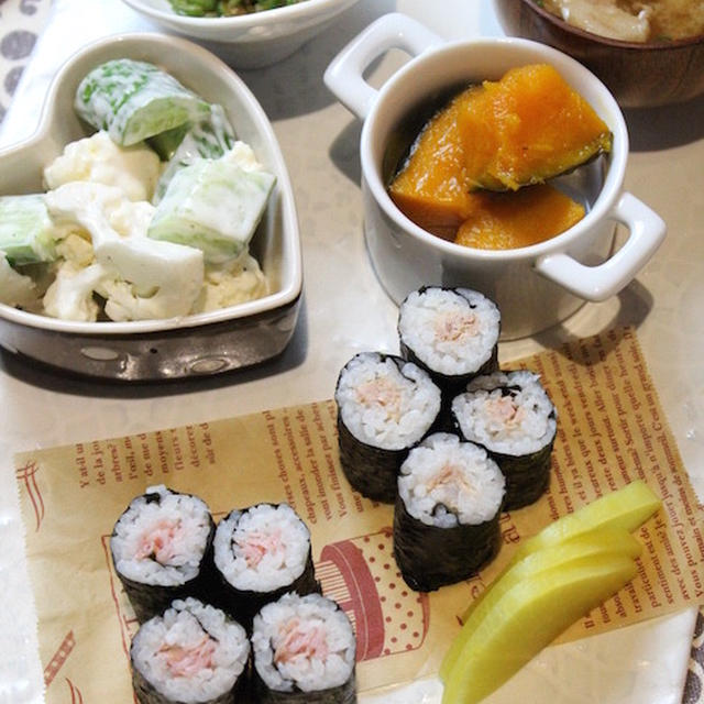 細巻きと小鉢でワンプレートごはん