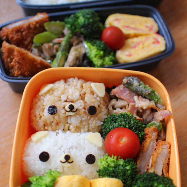 2015年のお弁当、リラックマ、こぶたちゃん、パンダ