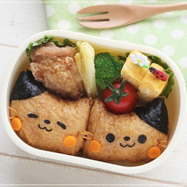 【お稲荷さんのねこちゃんのお弁当＊キャラ弁】