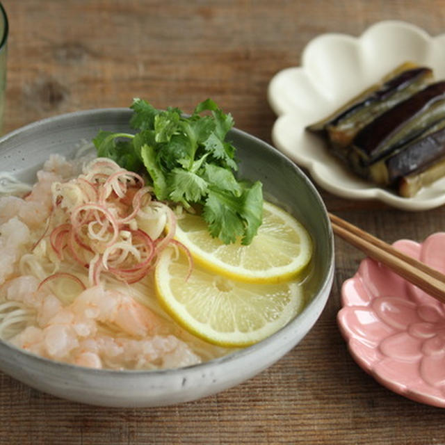 海老とレモンの鶏だしにゅうめん献立