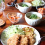 ヒレカツ と きゅうりと豆腐の冷や汁。懐かしいシルバニアファミリー。