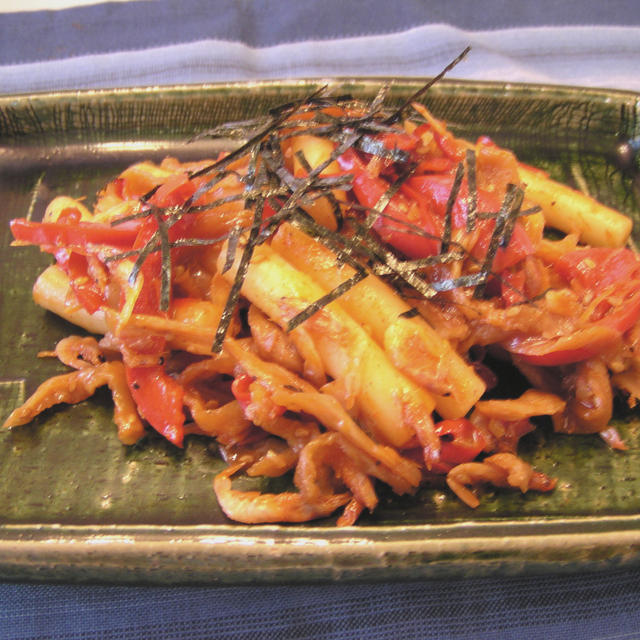 ゆで干し大根とトッポギのピリ辛味噌炒め