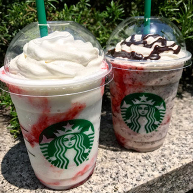 スターバックス／ストロベリークリームフラペチーノとアポロフラペチーノ