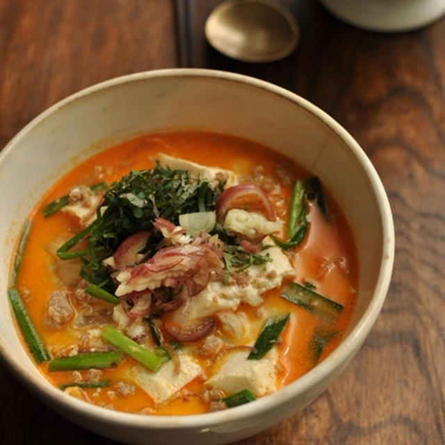 キムチ、豆腐、豆乳の　料理。