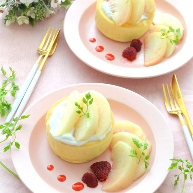 【レシピ】桃のグルテンフリー厚焼きパンケーキ