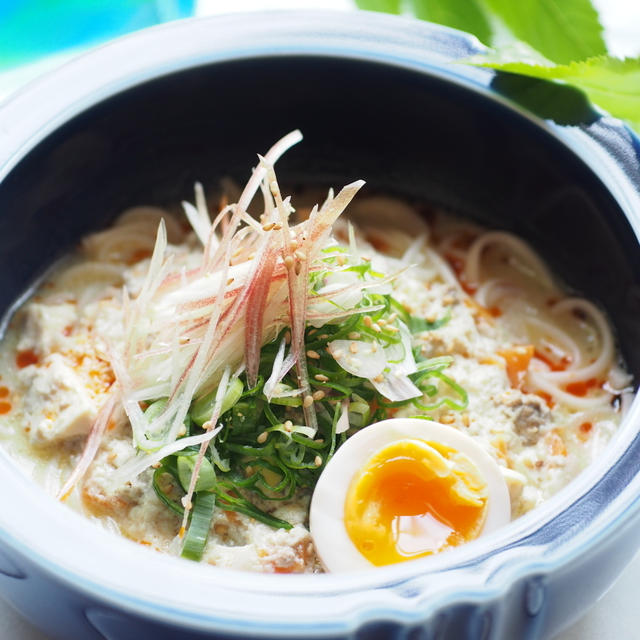 冷や麦で担々麺