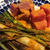 野郎飯流・焼いた葱とスティックセニョール、マグロ赤身の前菜　ボッタルガたっぷりがけ