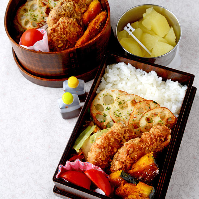 【今日のおべんと】やわらかヒレカツ弁当　＆　野菜の作りおき（下処理）