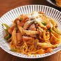 乾燥うどんできのこたっぷりナポリタン、乾燥うどんはパスタレシピに合う！