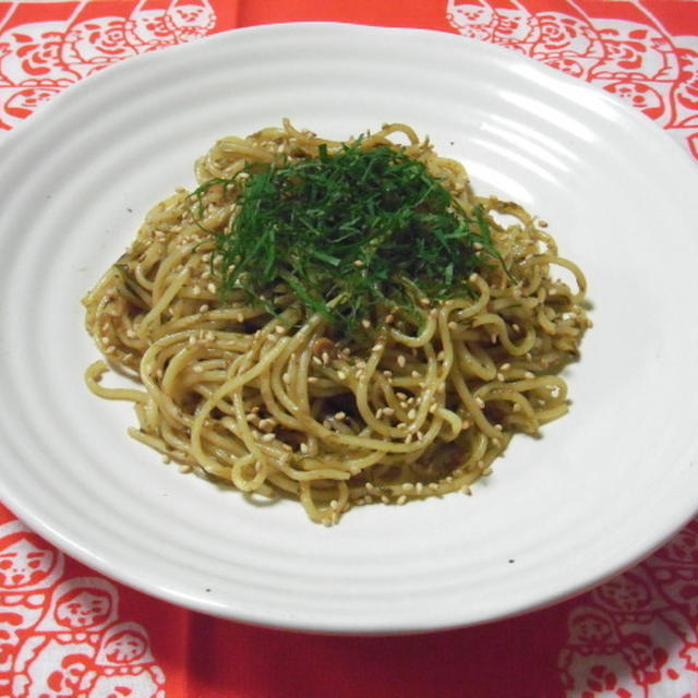 岩のりとなめ茸の生姜バター焼きそば(再アップ)