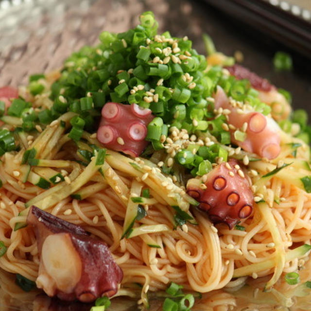 メシ通さん～たこときゅうりのビビン麺風そうめん～