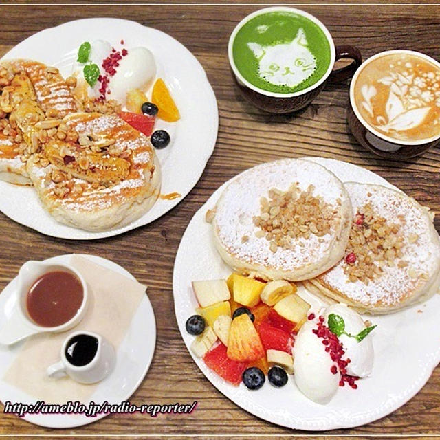 ふわふわパンケーキとラテアート☆Pluffy cafe(プラッフィー カフェ)下北沢～わんこＯＫ
