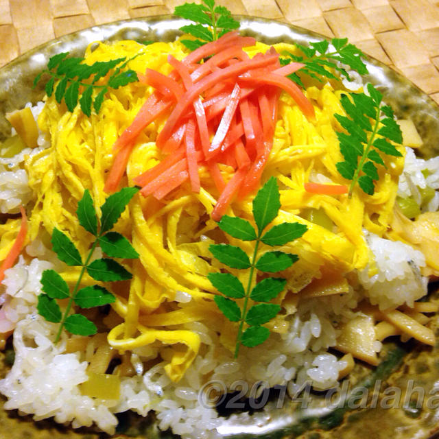 木の芽の香り、筍と蕗の食感が楽しい、母直伝の彩り筍寿司