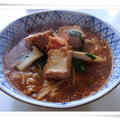 厚揚げとにらもやしのコチュジャン味噌ラーメン