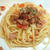 サイコロポークとトマトのパスタ