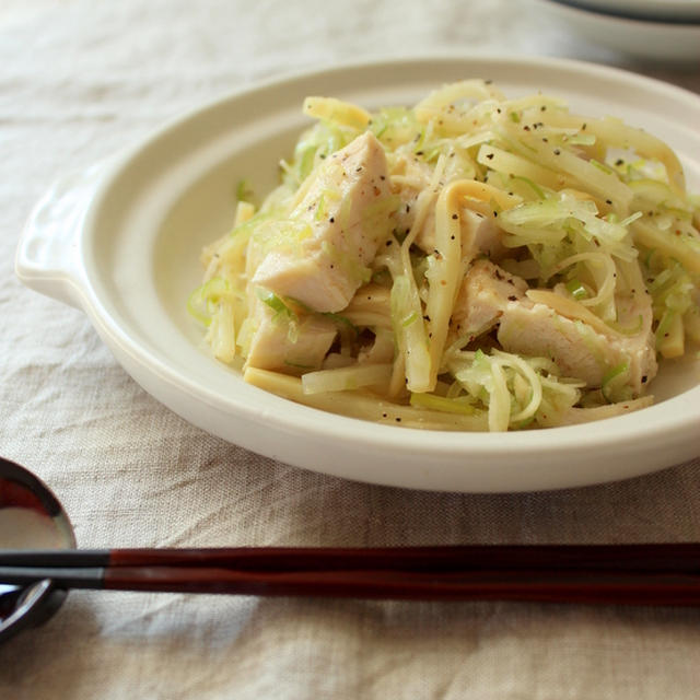 やわらか蒸し鶏と筍の中華和え