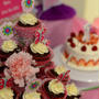 First birthday cake and cupcakes for Mira’s birthday party