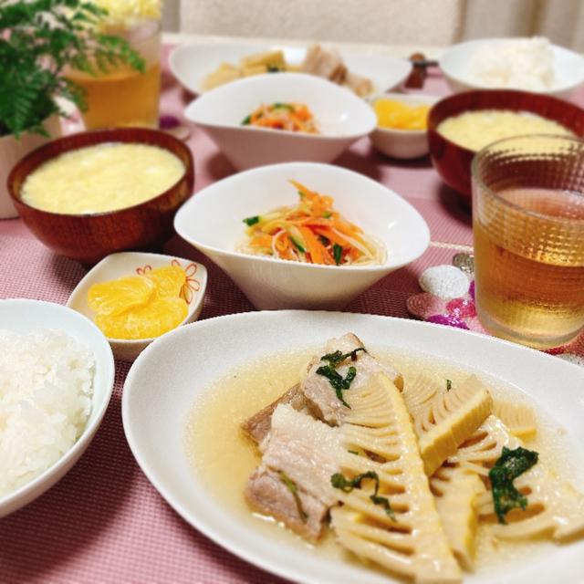 筍と豚バラ肉の炊き合わせの夕ご飯