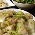 鶏胸肉と白菜の塩炒め、大根人参小松菜サラダ