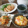 天津飯と揚げ餃子の簡単ランチ