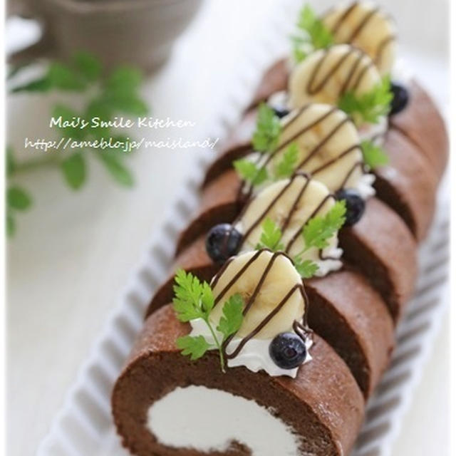 ＊ チョコバナナロールケーキ ＊
