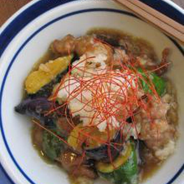 さっぱりでがっつり☆夏野菜と豚肉の揚げおろし煮。