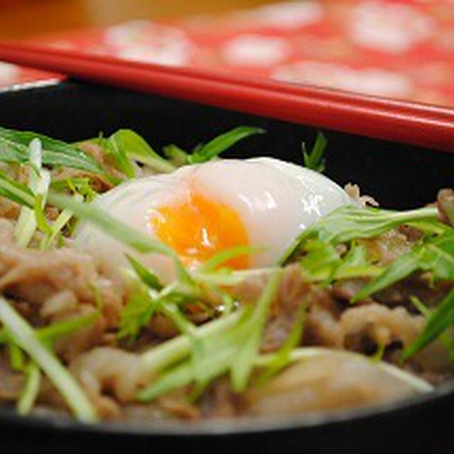 豚の照り焼き丼　温卵のっけ〜 ☆