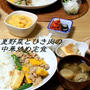 トウモロコシとオクラの中華炒め定食