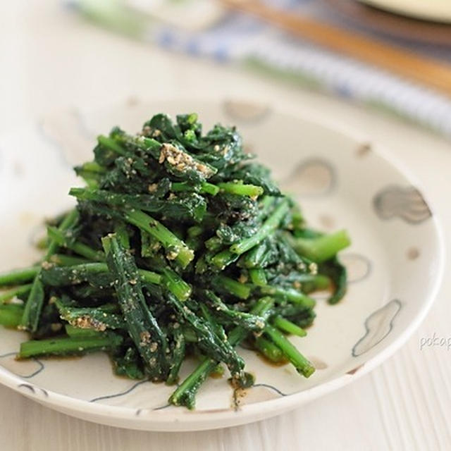 ルッコラのごま醤油和え｜おいしさを底上げしてくれる茹で方のコツ