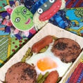 アスパラとソーセージと卵のバター焼き＆ワカメとベビーリーフのヴィネガーサラダ（お家カフェ）