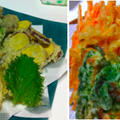 禁断のメニュー天ぷら、鶏モツ煮、鯛の塩焼き、アサリのみそ汁