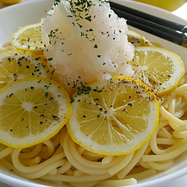 レモンおろしパスタ～麺つゆバターで和えるだけ簡単～。明日から26Ｗ～妊娠7か月。