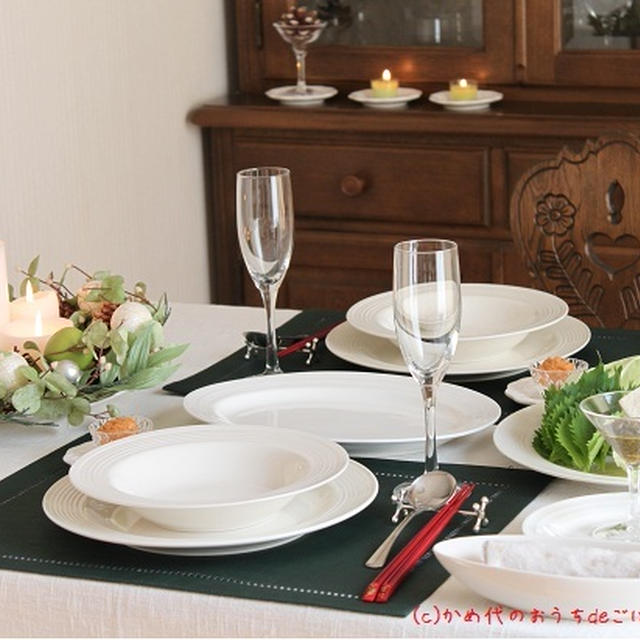緑×白のテーブル♪ 大人のシンプルコーディネート