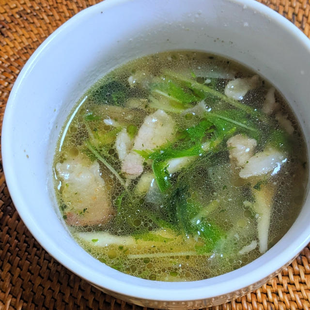 水菜と豚肉の中華スープ