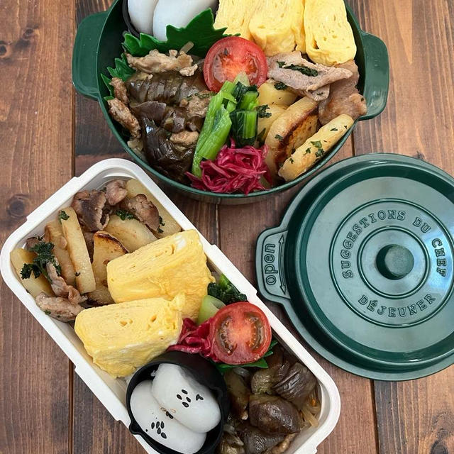 じゃがいもと豚肉のパセリバターソテー弁当と　どらもっち