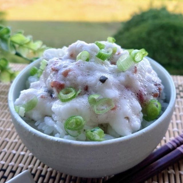 長芋とたたき梅がけご飯☆梅がちょうど良く