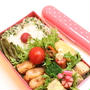 ささげの煮物とハムカツ弁当
