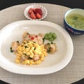 【幼児食】お子様ランチ♡オムライス&キャベツとブロッコリーの茎のスープ