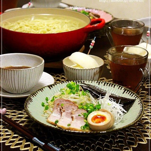 ハムカツの思その③。晩ご飯2日分。～つけ麺～