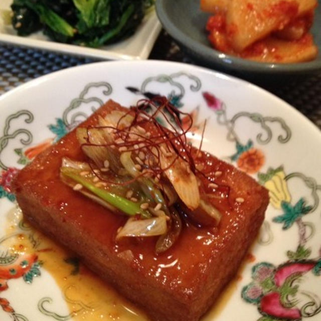 今日は厚揚げを使って 「豆腐ヤンニョム煮」。