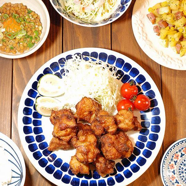 鶏肉のザンギの献立でした～【夏休みの宿題】