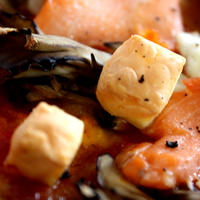 スモークサーモンと舞茸のローカロリーピザ：レシピ